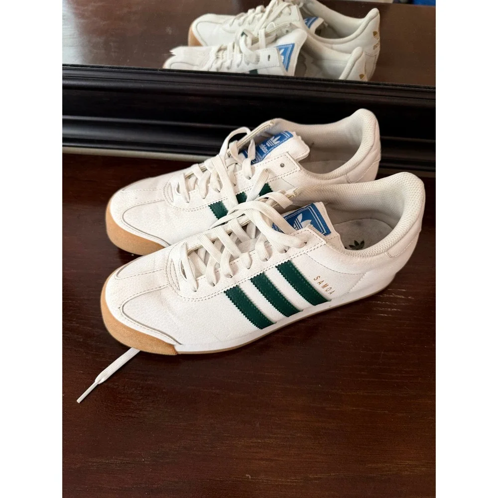 Adidas Samoa Sneakers Mens Size 9 White Green EG6089 Classic Retro Shoes‎